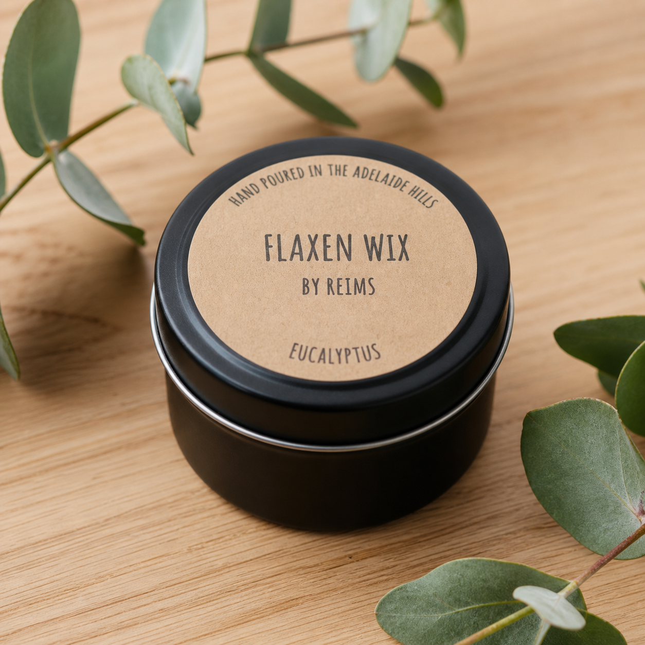 Eucalyptus Flaxen Wix candle tin