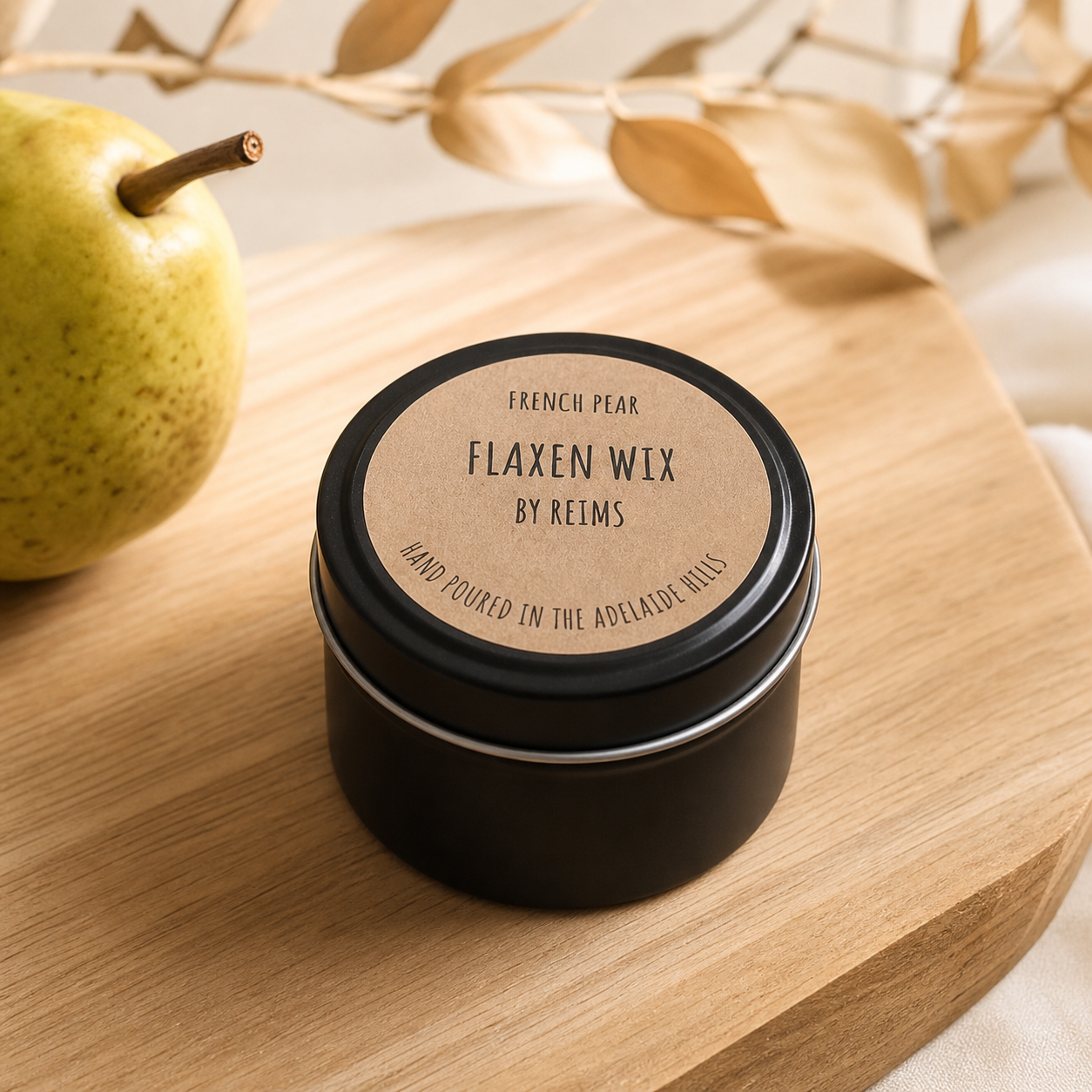 French Pear Flaxen Wix candle tin