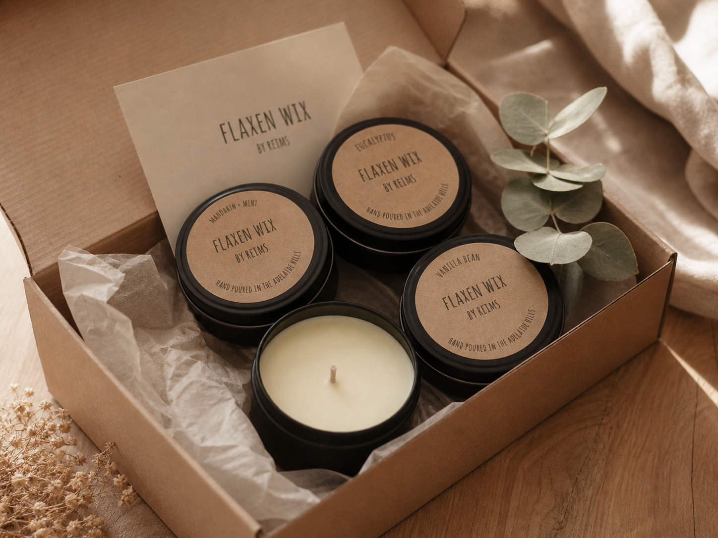Flaxen Wix candle gift box